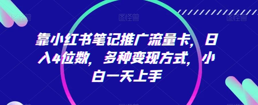 靠小红书笔记推广流量卡，日入4位数，多种变现方式，小白一天上手-89网创