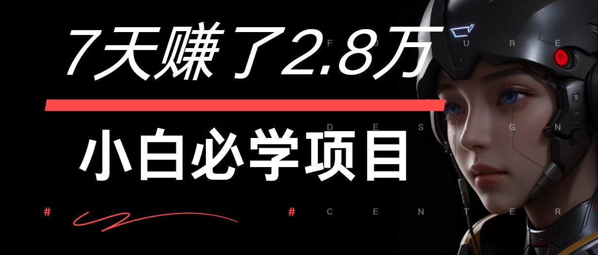7天赚了2.8万！每单利润最少500+，轻松月入7万+小白有手就行-89网创