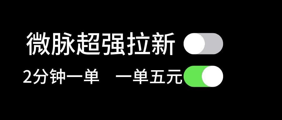 微脉超强拉新， 两分钟1单， 一单利润5块，适合小白-89网创
