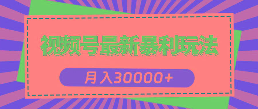 视频号最新暴利玩法，轻松月入30000+-89网创