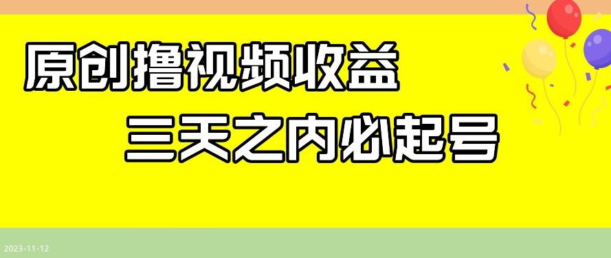 最新撸视频收益，三天之内必起号，一天保底100+【揭秘】-89网创