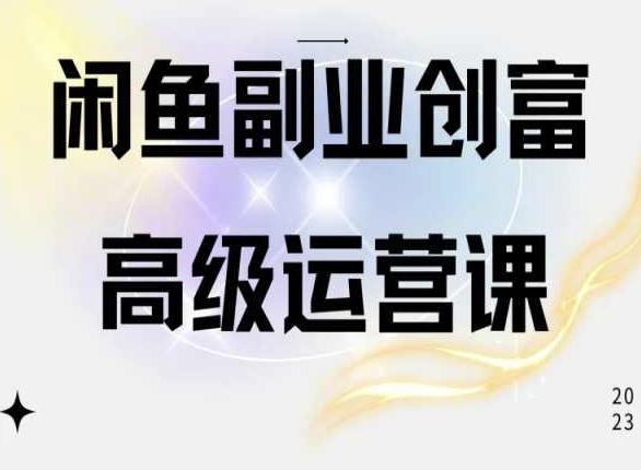 闲鱼电商运营高级课程，一部手机学会闲鱼开店赚钱-89网创