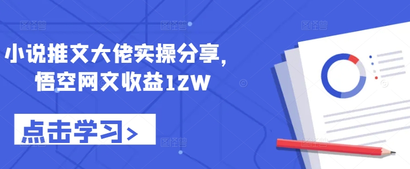 小说推文大佬实操分享，悟空网文收益12W-89网创