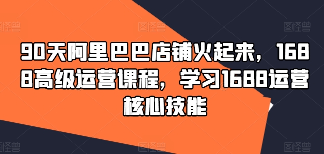 90天阿里巴巴店铺火起来，1688高级运营课程，学习1688运营核心技能-89网创