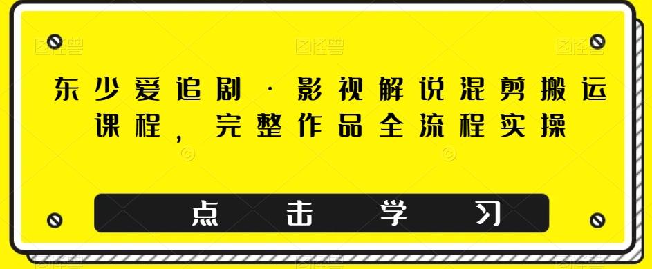 东少爱追剧·影视解说混剪搬运课程，完整作品全流程实操-89网创