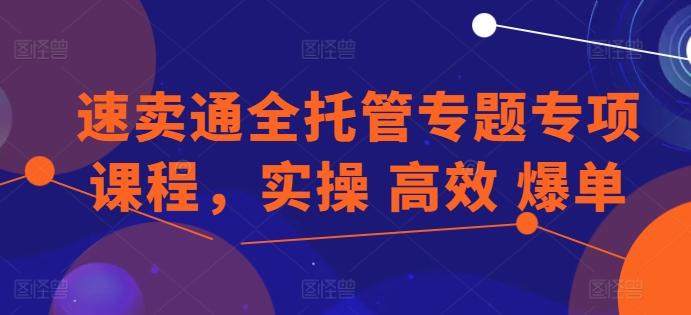 速卖通全托管专题专项课程，实操 高效 爆单-89网创