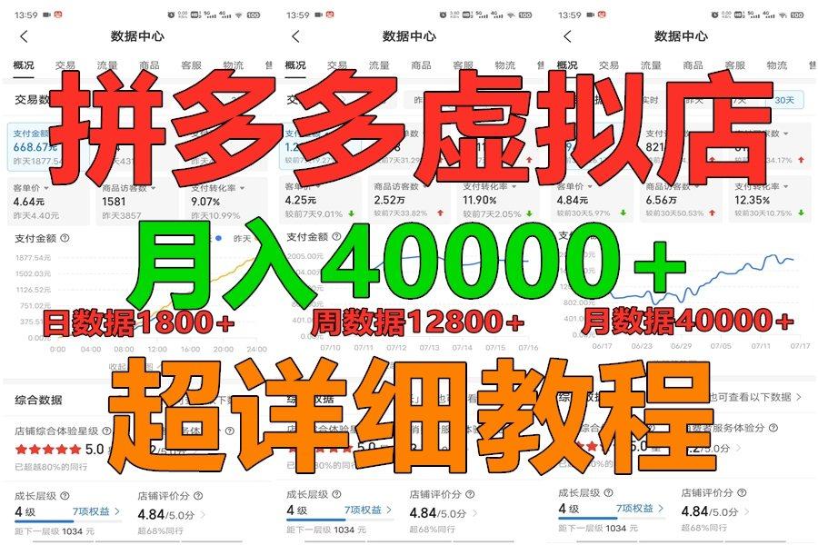 拼多多虚拟电商训练营月入40000+，全网最详细，你做你也行，暴利稳定长久-89网创
