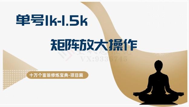 十万个富翁修炼宝典15.单号1k-1.5k，矩阵放大操作-89网创