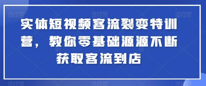 实体短视频客流裂变特训营，教你零基础源源不断获取客流到店-89网创