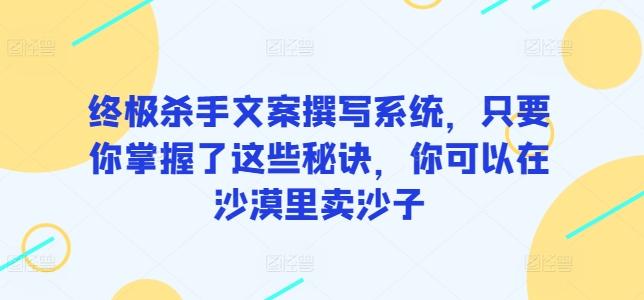 终极杀手文案撰写系统，只要你掌握了这些秘诀，你可以在沙漠里卖沙子-89网创