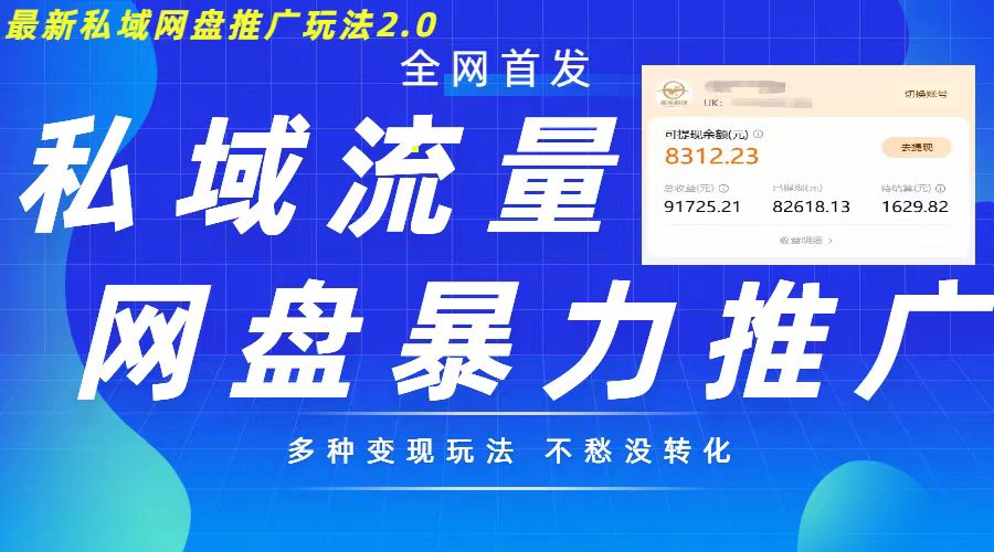 最新暴力私域网盘拉新玩法2.0，多种变现模式，并打造私域回流，轻松日入500+【揭秘】-89网创