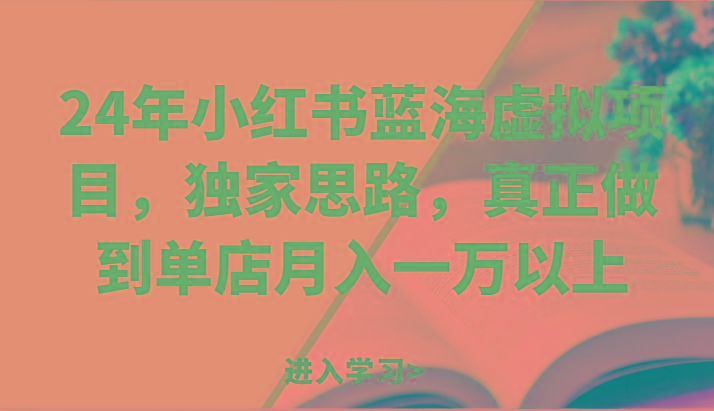 24年小红书蓝海虚拟项目，独家思路，真正做到单店月入一万以上。-89网创