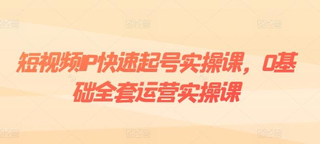 短视频IP快速起号实操课，0基础全套运营实操课，爆款内容设计+粉丝运营+内容变现-89网创