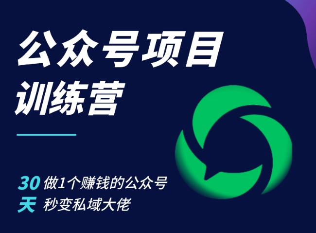 公众号项目训练营，30天做1个赚钱的公众号，秒变私域大佬-89网创