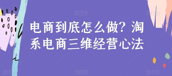 电商到底怎么做？淘系电商三维经营心法-89网创