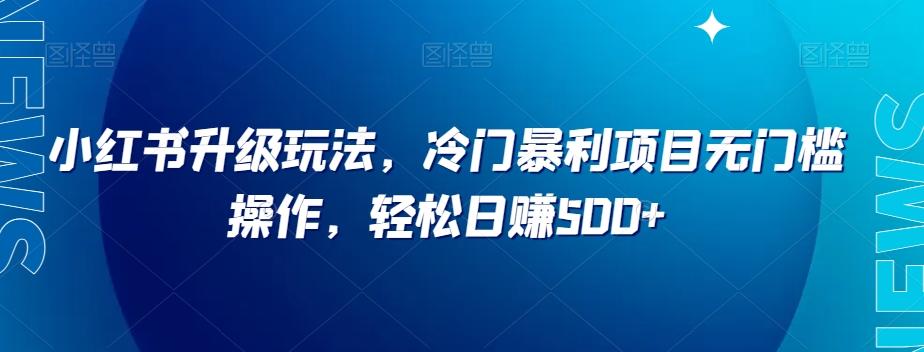 小红书升级玩法，冷门暴利项目无门槛操作，轻松日赚500+【揭秘】-89网创
