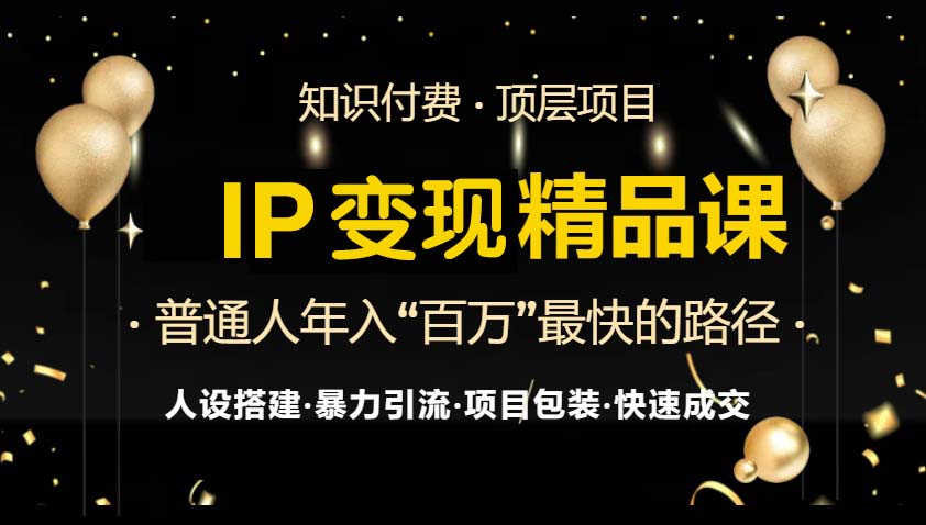 IP变现最新精品课程，知识付费全流程+最强引流术+小白避坑指南-89网创