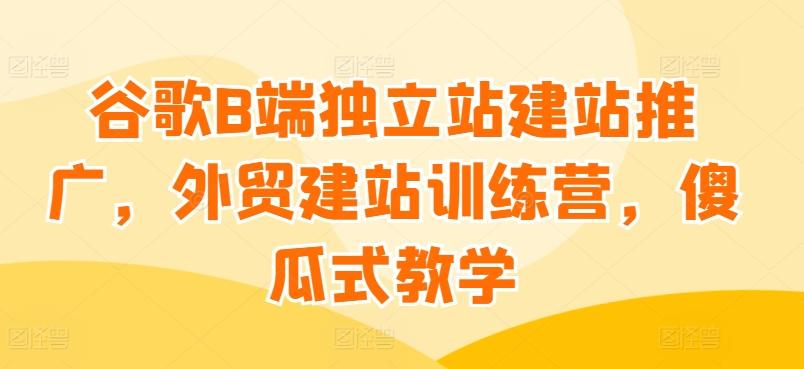 谷歌B端独立站建站推广，外贸建站训练营，傻瓜式教学-89网创
