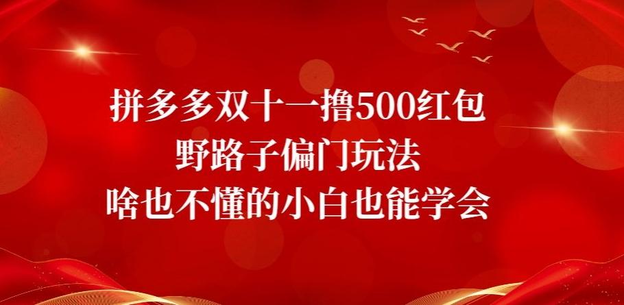 拼多多双十一撸500红包野路子偏门玩法，啥也不懂的小白也能学会【揭秘】-89网创