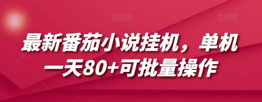 最新番茄小说挂机，单机一天80+可批量操作【揭秘】-89网创